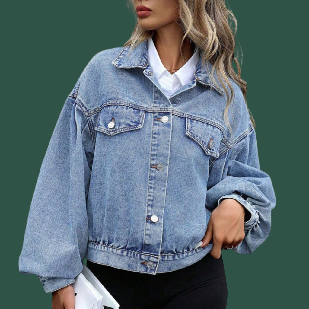 Maja – Oversized Jeansjacka med Puffärm