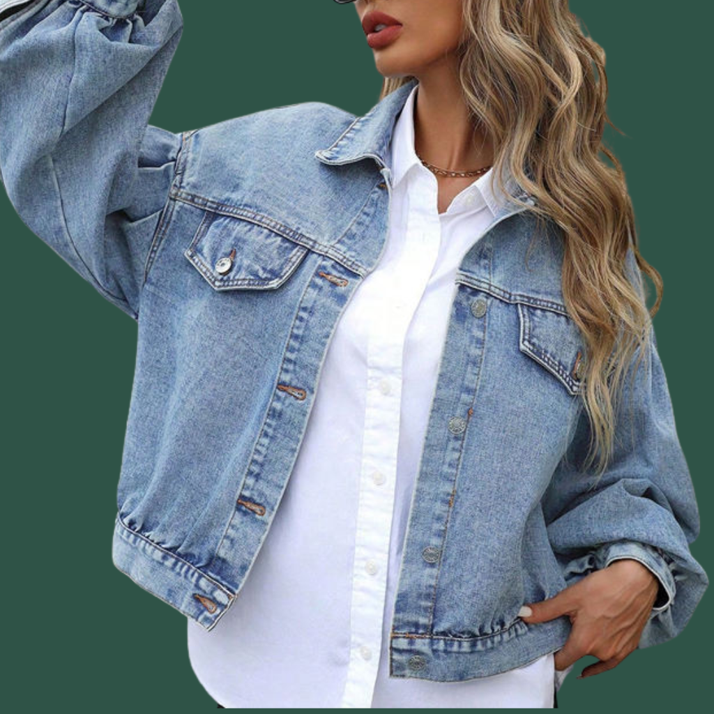 Maja – Oversized Jeansjacka med Puffärm