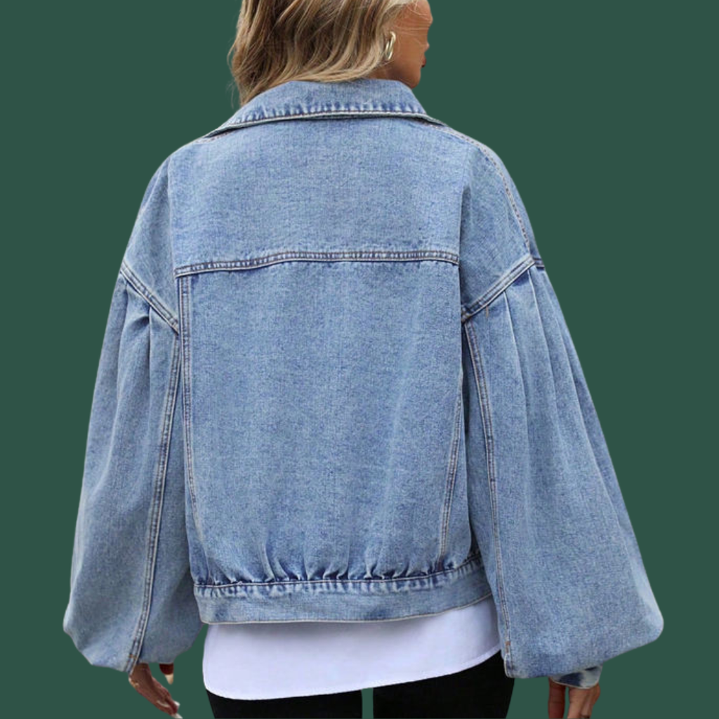 Maja – Oversized Jeansjacka med Puffärm